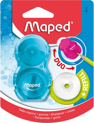 Maped Basic Loopy Duo Combo(Eraser + Sharpener) Single Pencil Sharpeners(Set of 1, Multicolor)