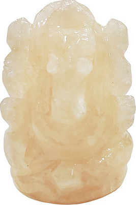 Shubhanjali Moonstone Natural Stone Ganesh Size - 1 inch Reiki Healing Chakra Balancing Crystal Stone Gemstone Bala White Pocket Ganesha Small Murthi Statue Ganapathi Idol for Gansh Chaturthi Decorative Showpiece  -  3 cm(Crystal, Yellow)