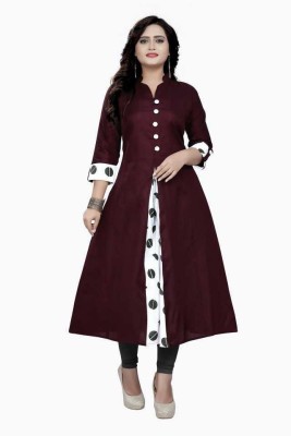 VIVIDH CREATIONS Women Printed A-line Kurta(Maroon)