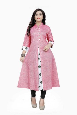 VIVIDH CREATIONS Women Printed A-line Kurta(Pink)