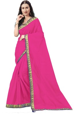 Saadhvi Solid/Plain Daily Wear Art Silk Saree(Pack of 2, Pink)