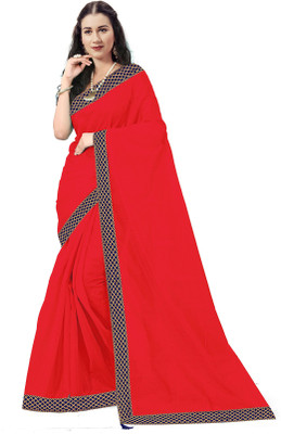 Divastri Solid/Plain Bollywood Art Silk Saree(Red)