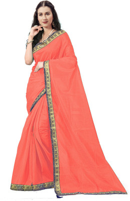 Divastri Solid/Plain Bollywood Cotton Silk Saree(Pink)