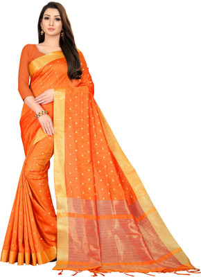 BHAKTI BHUSHAN CREATION Printed Bollywood Silk Blend Saree(Orange)