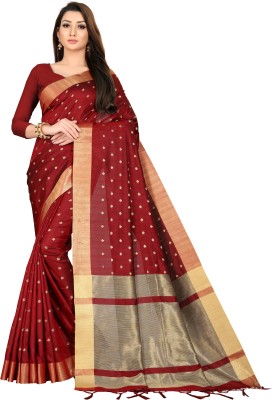 BHAKTI BHUSHAN CREATION Printed Mysore Silk Blend Saree(Maroon)