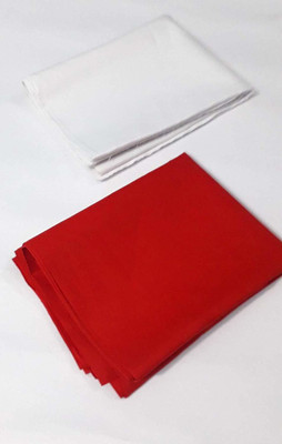 B S NATURAL Red & White Pooja Cloth Aasan For Pooja Altar Cloth Goddess Aasan Altar Cloth(Pack of 2)