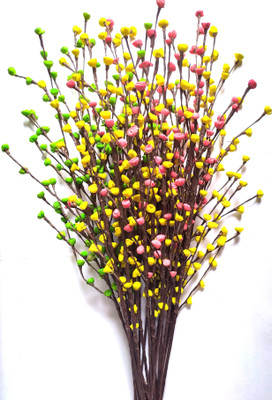 fab n Style Multicolour Rose Flower Bunch For Vase Green, Yellow, Red Rose Artificial Flower(30 inch, Pack of 1, Flower Bunch)
