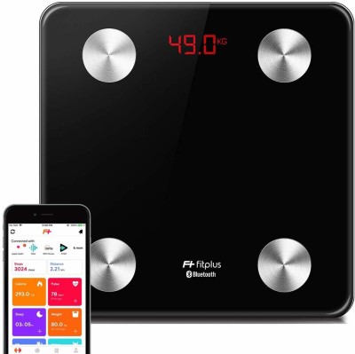 FitPlus Smart Body Fat Scale with Personal Dietician (3 Month) and Personal Trainer Session Body Fat Analyzer(Black)