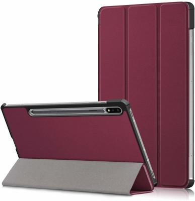 HITFIT Flip Cover for Samsung Galaxy Tab S7 Plus 12.4 inch(Red, Grip Case, Pack of: 1)
