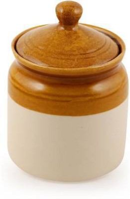 Newai Ceramic Pickle Jar  - 300 ml(White, Brown)