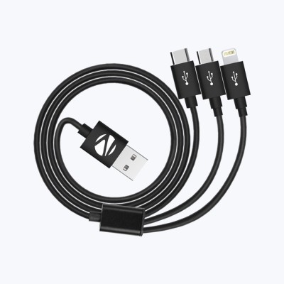 ZEBRONICS Power Sharing Cable 1.2 m ZEB-UMLCC120(Compatible with Mobile Phone, IPHONE, TYPE-C, Black, One Cable)