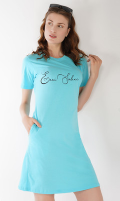 Rock Paper Scissors Women T Shirt Light Blue Knee Length Dress