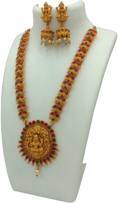 Elite trade Copper, Alloy, Metal Jewel Set(Gold, Red, Green)