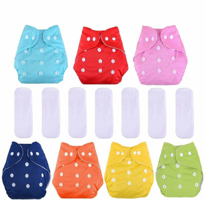 DOMENICO Reusable Washable Cloth Nappies With Inserts(5 Layer Insert)(7 Diaper 7 Insert)