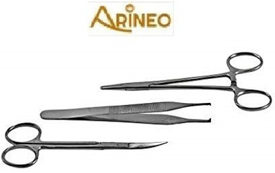 ARINEO Set Of 3 Pieces(needle holder,dissecting forceps and iris Scissor) Utility Forceps