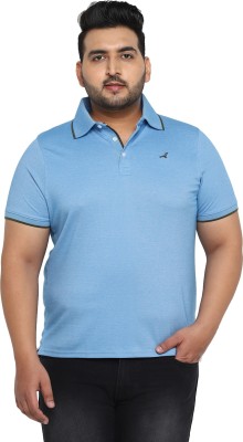 American Crew Solid Men Polo Neck Blue T-Shirt