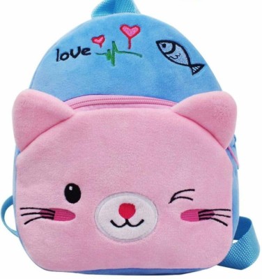 Blue Tree Cute Kids Backpack Toddler Bag Plush Animal Cartoon Mini Travel Bag for Baby Girl Boy 1-6 Years (CAT) Plush Bag(Pink, 11 L)