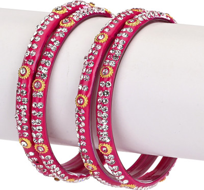 AFAST Glass Beads, Crystal Enamel Bangle Set(Pack of 4)