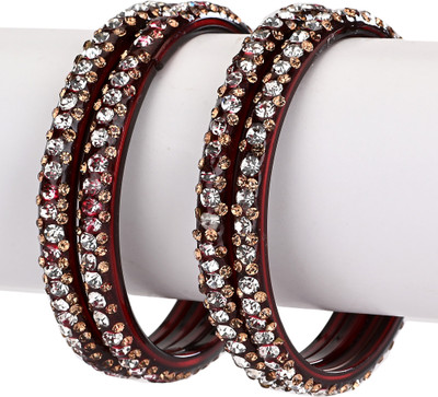 AFAST Glass Beads, Crystal Enamel Bangle Set(Pack of 4)