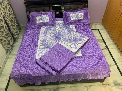 MAAAMEY TEXTILES 200 TC Polyester Double Solid Flat Bedsheet(Pack of 1, Purple)