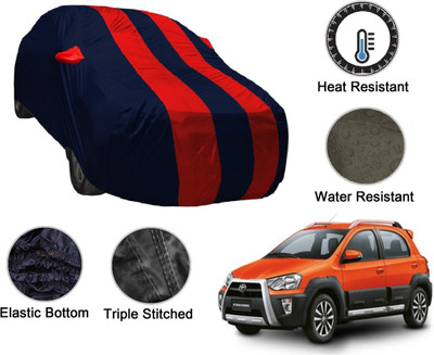 MOCKHE Car Cover For Toyota Etios Cross (With Mirror Pockets)(Blue, Red)