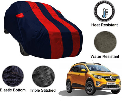 MOCKHE Car Cover For Renault Triber (With Mirror Pockets)(Blue, Red)