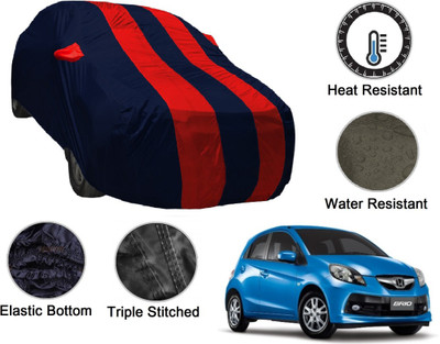 MOCKHE Car Cover For Honda Brio (With Mirror Pockets)(Blue, Red)