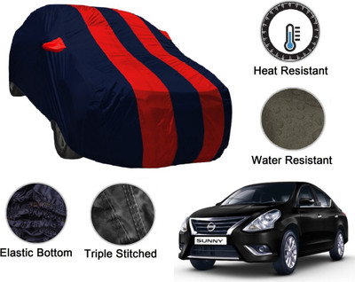 MOCKHE Car Cover For Nissan Sunny (With Mirror Pockets)(Blue, Red)
