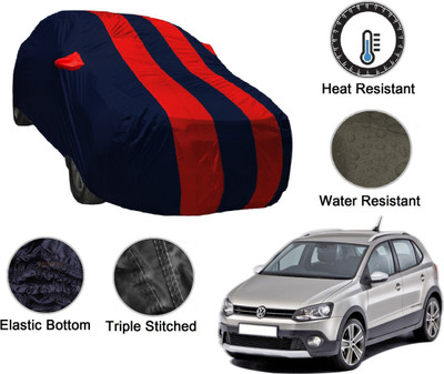 MOCKHE Car Cover For Volkswagen Polo Cross (With Mirror Pockets)(Blue, Red)