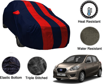 MOCKHE Car Cover For Datsun Go (With Mirror Pockets)(Blue, Red)