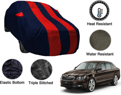 NIKS Car Cover For Skoda Superb (With Mirror Pockets)(Blue, Red)