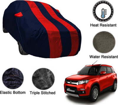 MOCKHE Car Cover For Maruti Suzuki Vitara Brezza (With Mirror Pockets)(Blue, Red)