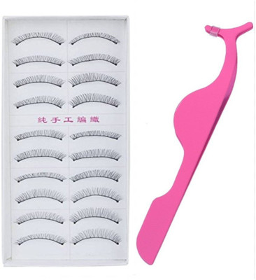 Gugzy False Eyelash + Stainless Steel False Eyelashes Extension Applicator Tool Fish Tail Clip Auxiliary Clip Tweezers Nipper Tool Combo I False Eye Lash I Eyelash Applicator I Soft Eyelashes I Eyelash Tool I Eye Makeup(2 Items in the set)