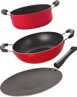 NIRLON CT12_KD12_CS22 Non-Stick Coated Cookware Set(PTFE (Non-stick), Aluminium, 3 - Piece)