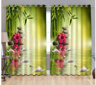 Koli Trading 213 cm (7 ft) Polyester Semi Transparent Door Curtain (Pack Of 2)(Floral, Multicolor)