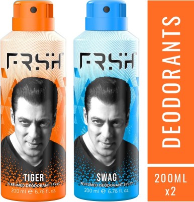 Frsh by Salman Khan Perfumed Dedorant Body Spray-TIGER & SWAG-Pack of 2 Perfume Body Spray  -  For Men (400 ml, Pack of 2)