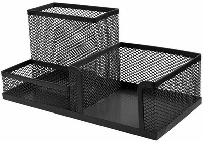 CPEX 3 Compartments Metal Desk Organiser(Black)