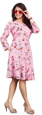 AYAN TRENDZ Women Fit and Flare Pink Dress