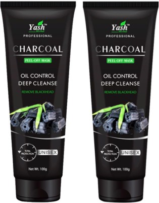 Yash Herbal Total Protection Unisex Charcoal Peel-off Mask Combo Pack 2 (100g each) For Blackhead Removal, Deep cleansing & Instant glow(200 g)