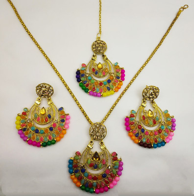 jatin imitation Metal Copper Multicolor Jewellery Set(Pack of 1)