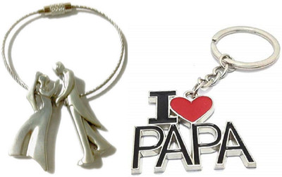 kd collections Couple Keychain & I Love Papa Keychain Combo Key Chain