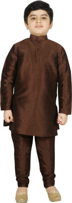 SG Boys Casual Kurta and Pyjama Set(Brown Pack of 1)