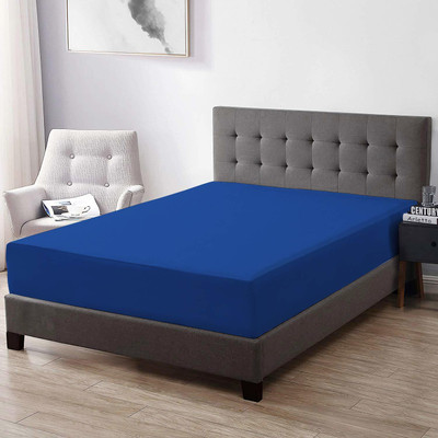 Trance Home Linen Fitted Single Size Breathable, Waterproof Mattress Cover(Blue)