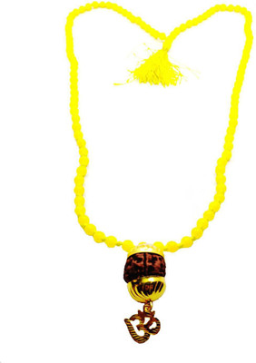Raviour Lifestyle Mahadev Shiva Om Rudraksha Pendant With Yellow Hakik Agate 108 beads Mala For Mahadev Blessing Agate Dori Chain