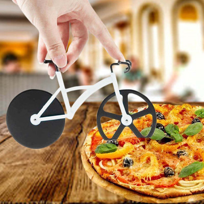 KidsCity.In Bicycle Shape Pizza Cutter - White/Black Rolling Pizza Cutter(Stainless Steel)