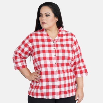 indietoga Women Checkered Casual Red Shirt