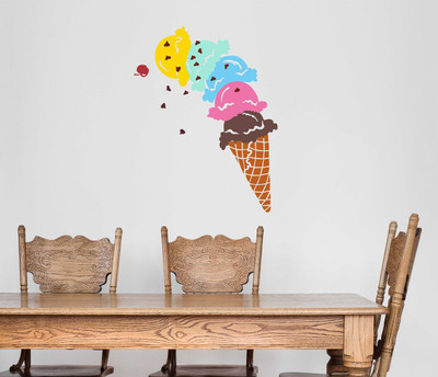 fuzzy 80 cm ice cream Self Adhesive Sticker(Pack of 1)