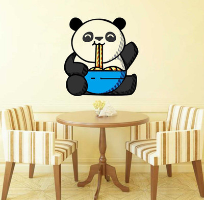 fuzzy 50 cm panda Self Adhesive Sticker(Pack of 1)
