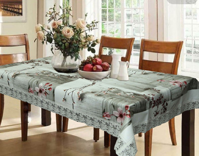 Dakshya Industries PVC 6 Seater Printed Table Cover(Grey)