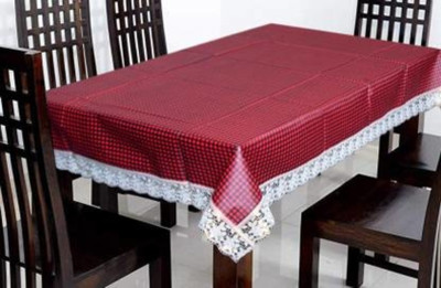 Dakshya Industries Checkered 6 Seater Table Cover(Maroon , Black, PVC)